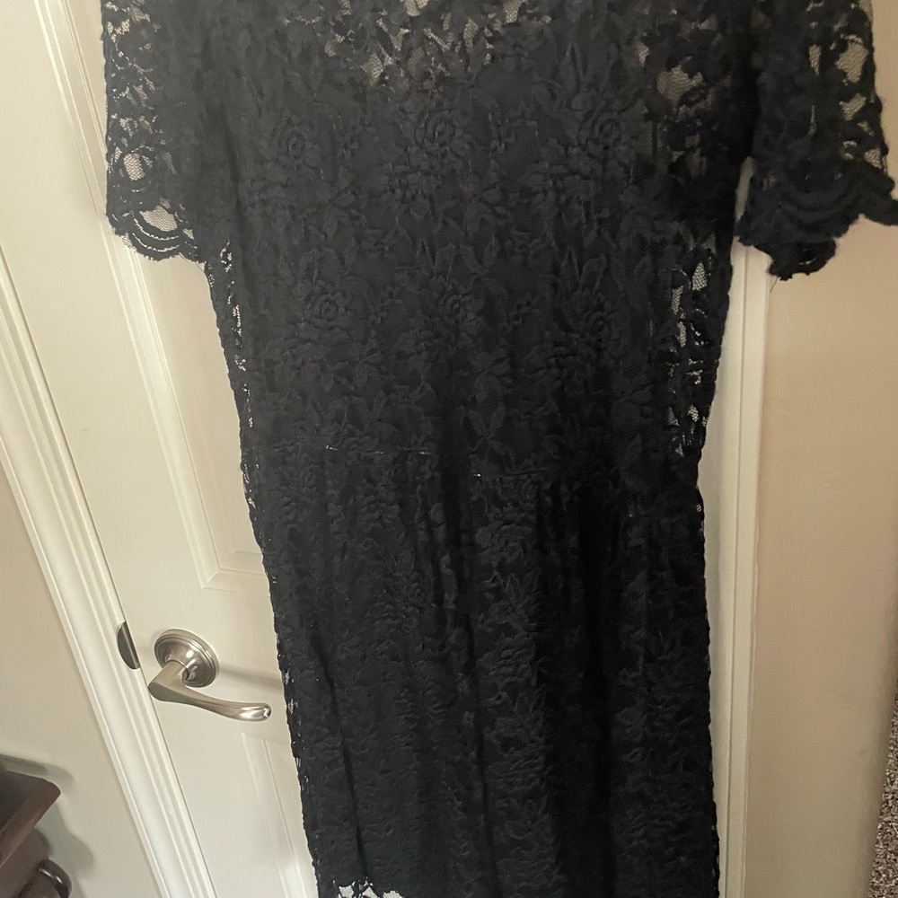 Black lace knee length dress